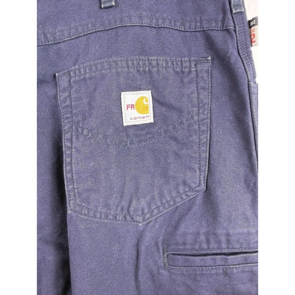 Carhartt Flame Resistance Navy Canvas Pants Original Fit Mens 38x32 Cat 2 2112 - Picture 3 of 6